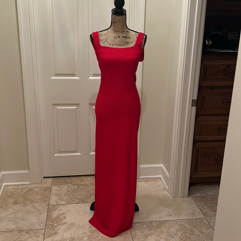 BCBGeneration Electric Red Long Dress Side Slit